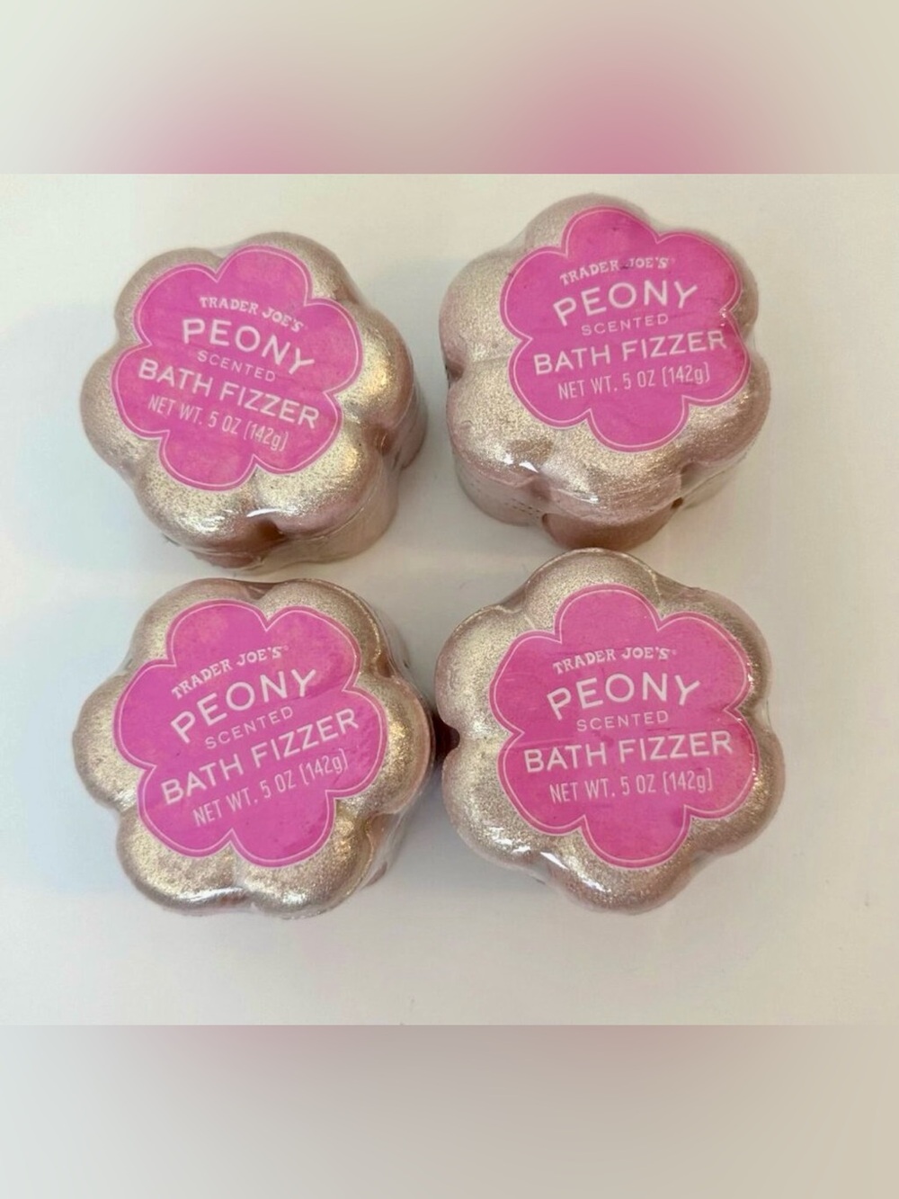 Trader Joe's Peony Scented Bath Fizzer - Pink (pack of 4)